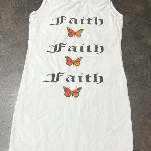 Women's White Stretchy T-Shirt Dress - Picture 3 of 3